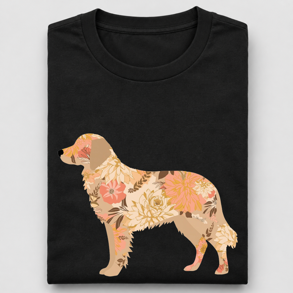 LY Tee Retriever Botanical Print Classic Crew T-Shirt | Unisex | 100% cotton | Regular fit