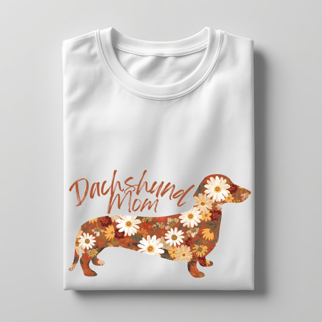 LY Tee Dachshund Mom Print Classic Crew T-Shirt | Unisex | 100% cotton | Regular fit