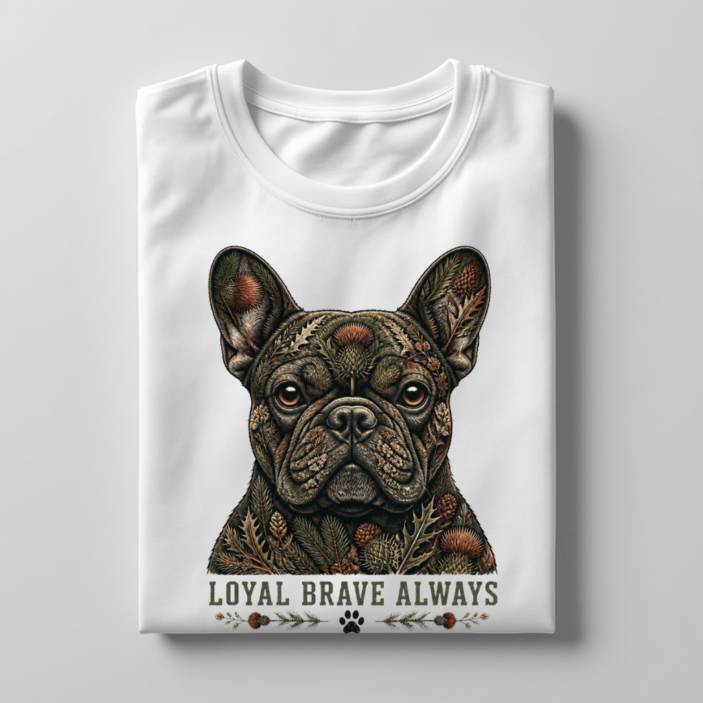 LY Tee Frenchie Loyal Brave Print Classic Crew T-Shirt | Unisex | 100% cotton | Regular fit