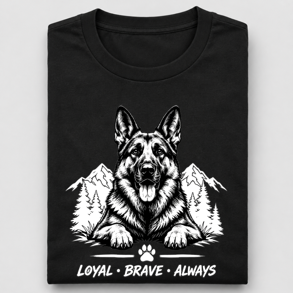 LY Tee GSD Loyal Brave Print Classic Crew T-Shirt | Unisex | 100% cotton | Regular fit
