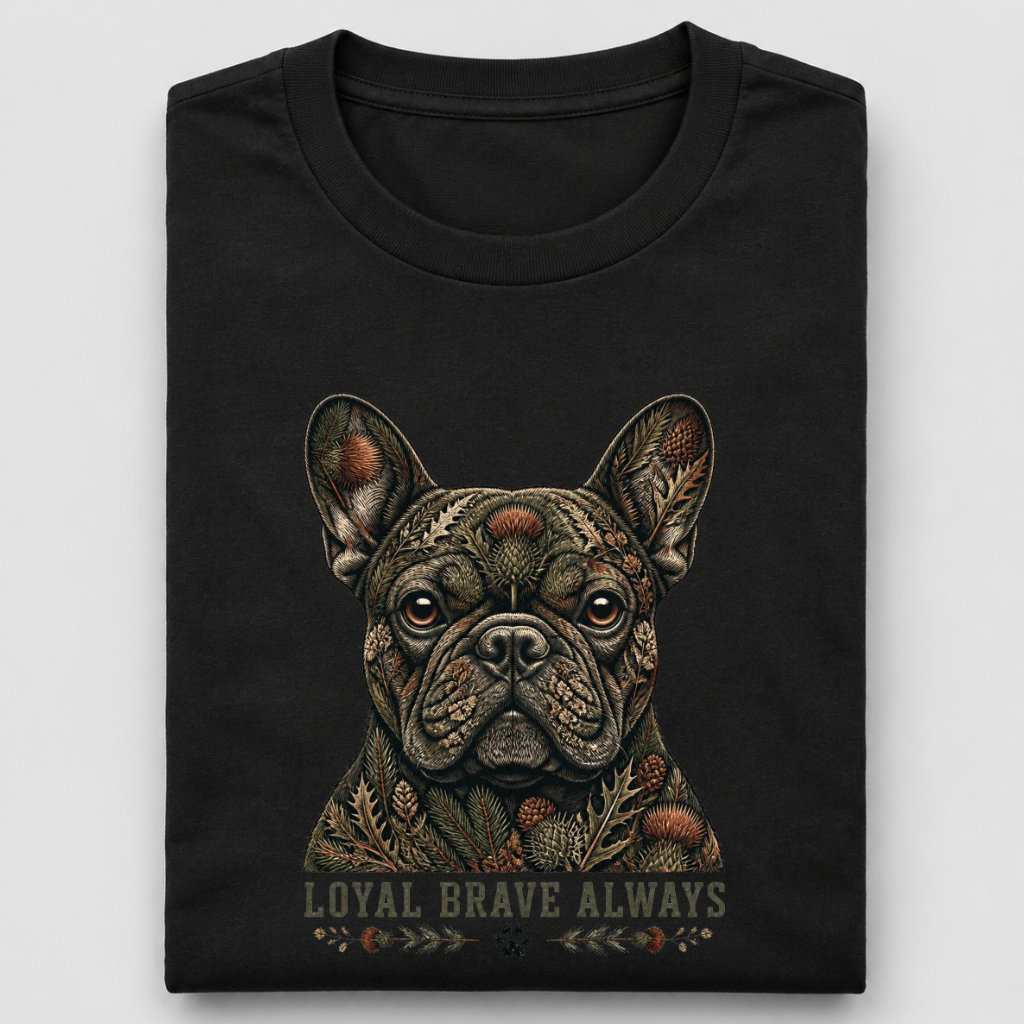 LY Tee Frenchie Loyal Brave Print Classic Crew T-Shirt | Unisex | 100% cotton | Regular fit
