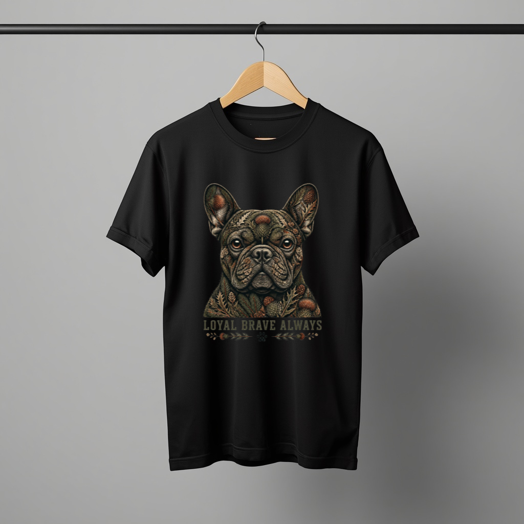 LY Tee Frenchie Loyal Brave Print Classic Crew T-Shirt | Unisex | 100% cotton | Regular fit