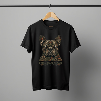 LY Tee Frenchie Loyal Brave Print Classic Crew T-Shirt | Unisex | 100% cotton | Regular fit