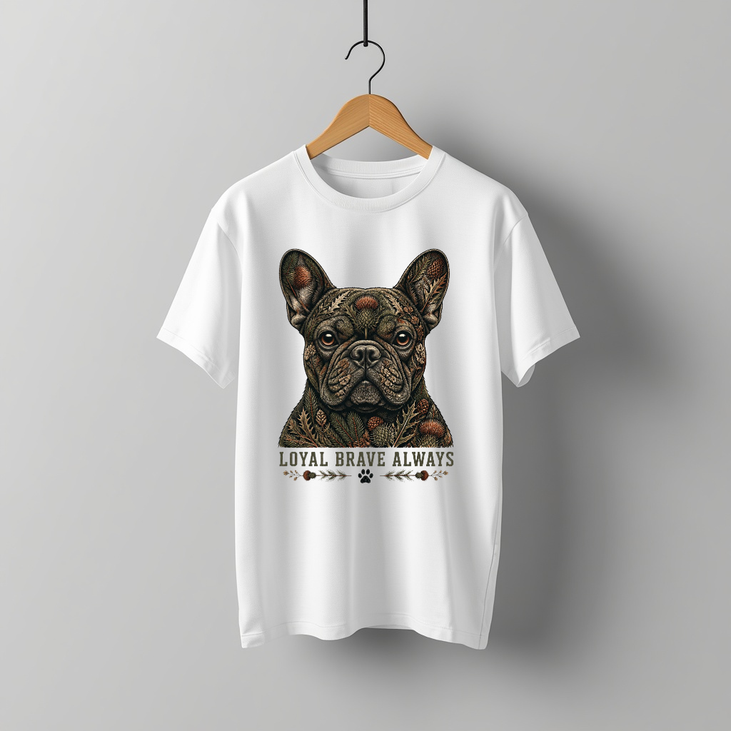 LY Tee Frenchie Loyal Brave Print Classic Crew T-Shirt | Unisex | 100% cotton | Regular fit