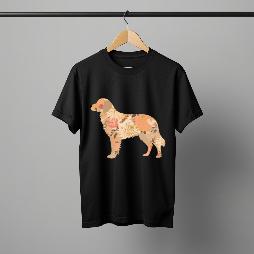 LY Tee Retriever Botanical Print Classic Crew T-Shirt | Unisex | 100% cotton | Regular fit