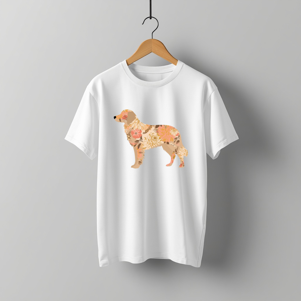 LY Tee Retriever Botanical Print Classic Crew T-Shirt | Unisex | 100% cotton | Regular fit
