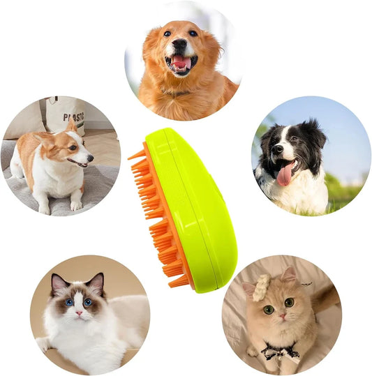 Pet Steamy Brush 3 in 1 Self Cleaning Steam Cat Brush Cat Steamer Brush For Massage Cat Grooming Brush Pet Hair Removal Comb For Cat And Dog For Removing Tangled And Loose Hair