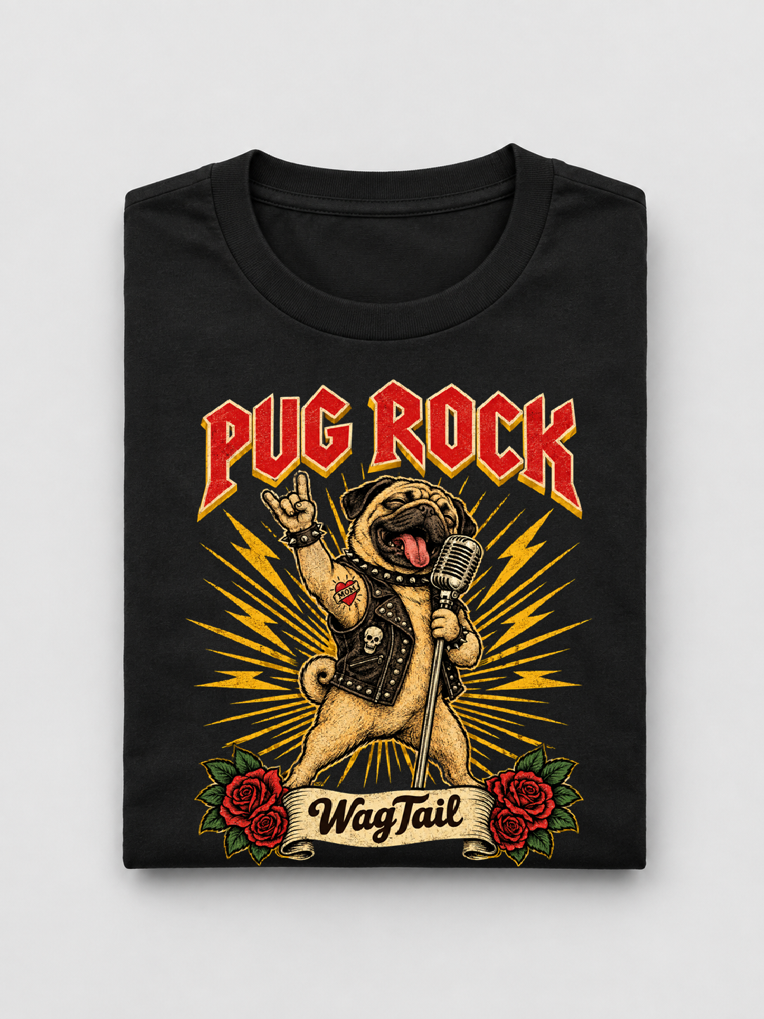 LY Tee Pug Rock Print Unisex Oversized Standard T-Shirt | 100% cotton | Oversized fit