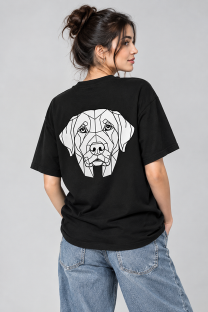 LY Tee Geo Labrador Back Print Classic Crew T-Shirt | Unisex | 100% cotton | Regular fit