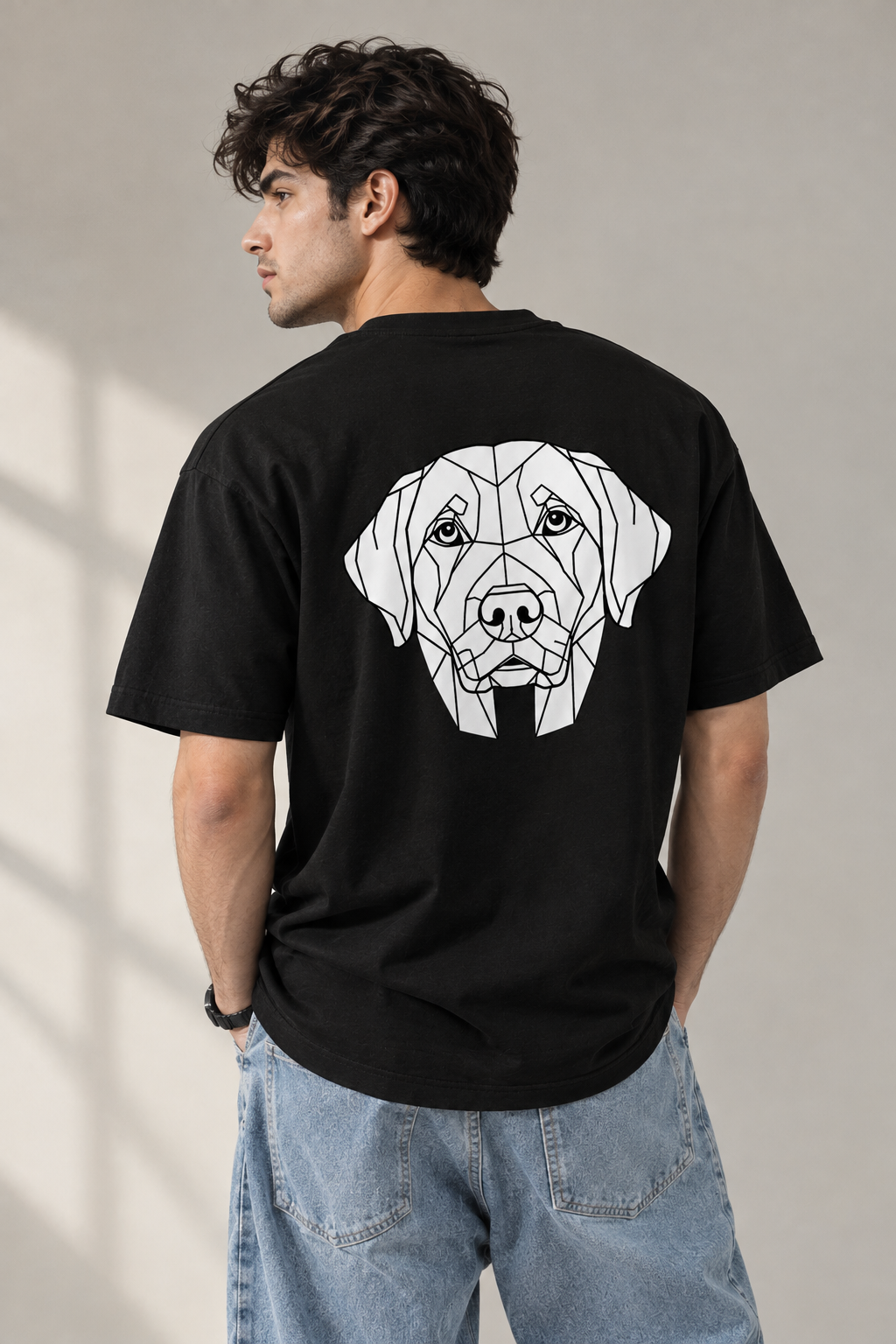 LY Tee Geo Labrador Back Print Classic Crew T-Shirt | Unisex | 100% cotton | Regular fit