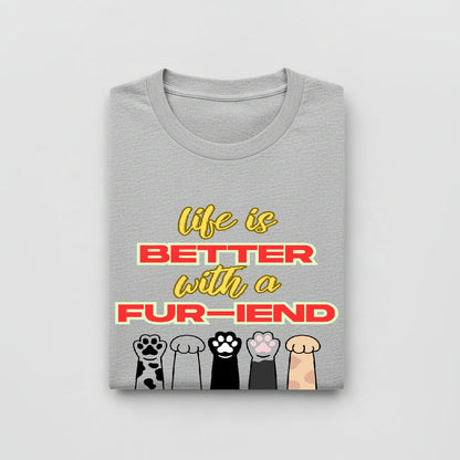 LY Tee FUR-IEND Paw Print Classic Crew T-Shirt | Unisex | 100% cotton | Regular fit