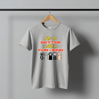 LY Tee FUR-IEND Paw Print Classic Crew T-Shirt | Unisex | 100% cotton | Regular fit