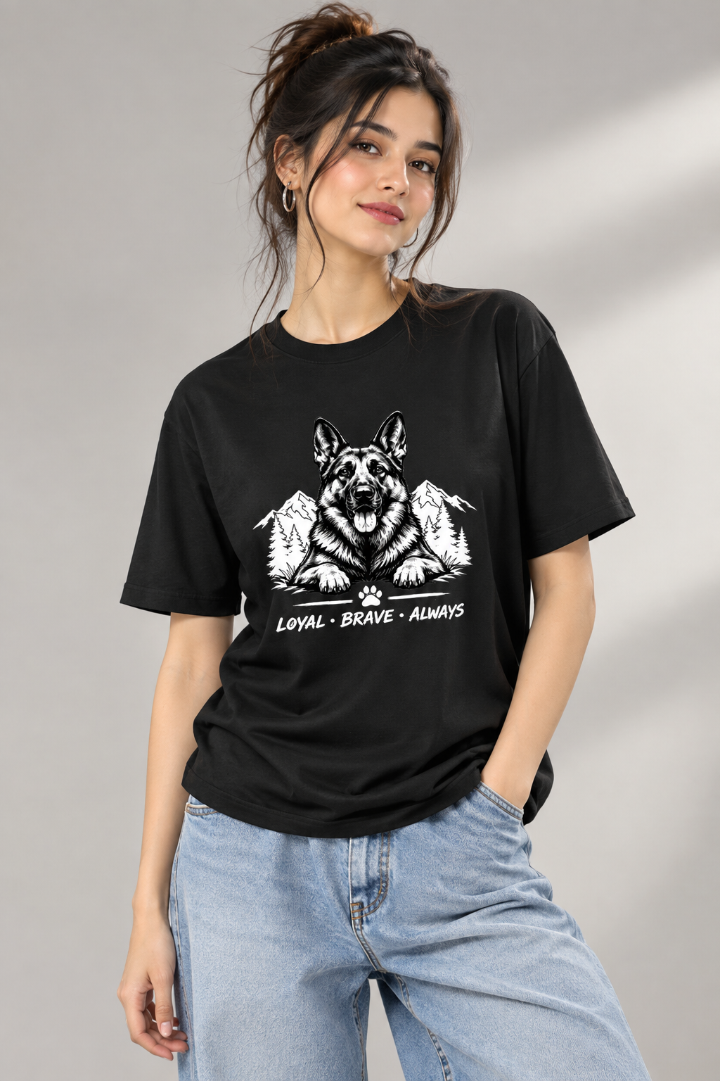 LY Tee GSD Loyal Brave Print Classic Crew T-Shirt | Unisex | 100% cotton | Regular fit