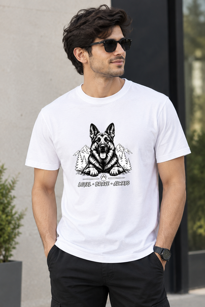 LY Tee GSD Loyal Brave Print Classic Crew T-Shirt | Unisex | 100% cotton | Regular fit