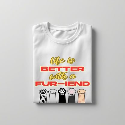 LY Tee FUR-IEND Paw Print Classic Crew T-Shirt | Unisex | 100% cotton | Regular fit