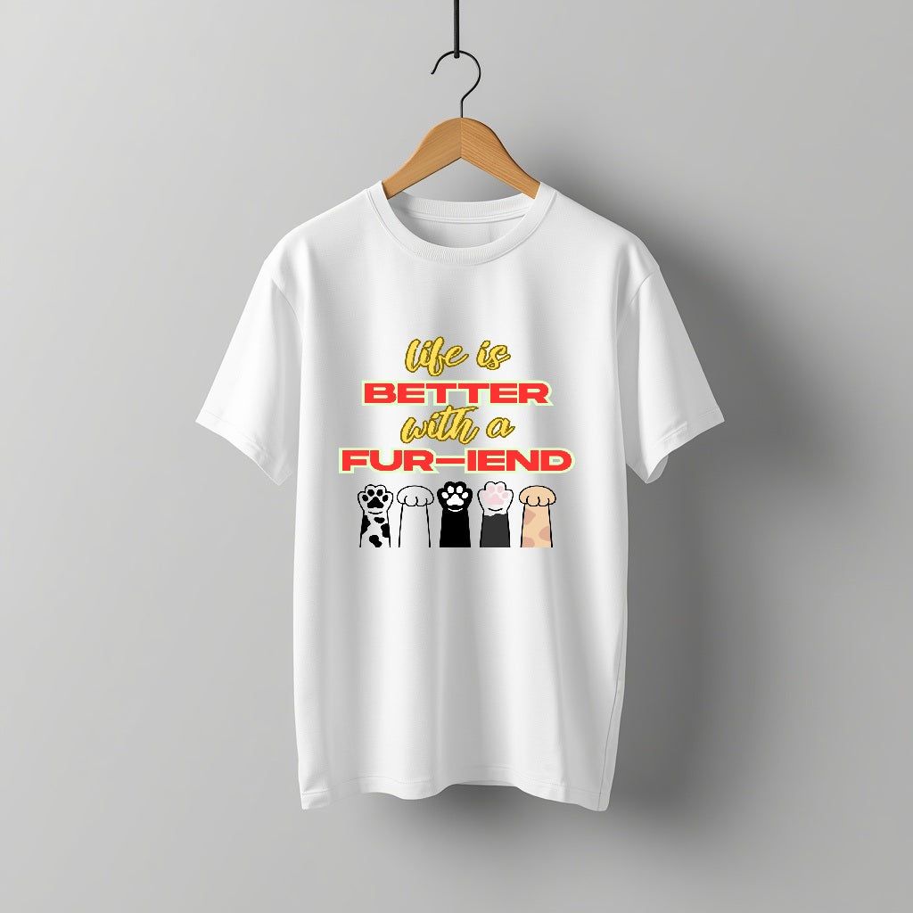 LY Tee FUR-IEND Paw Print Classic Crew T-Shirt | Unisex | 100% cotton | Regular fit